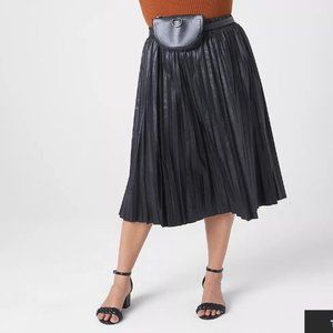 (SA) Lane Bryant Faux Leather Pleated Midi Skirt 14/16